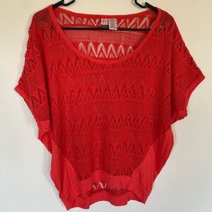Red/Orange cutout dolman top L